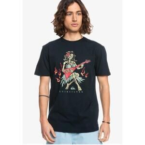 Quiksilver Hot Motion T-Shirt 100% Cotton Black Skeleton Men's Size S